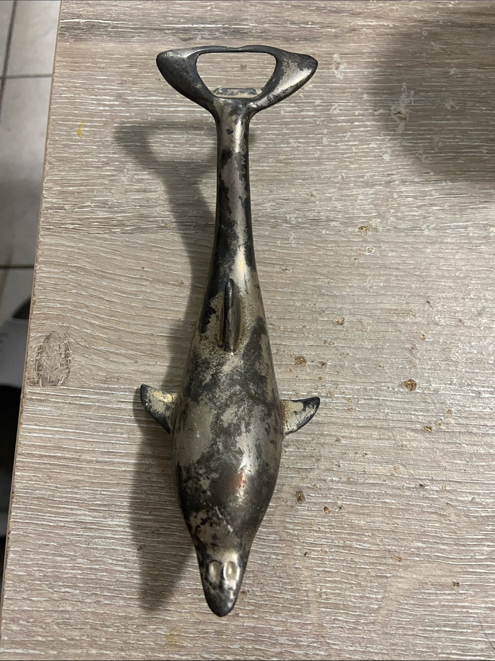 Vintage Dolphin Beer/Soda Bottle Opener Silver Plated Aged Patina